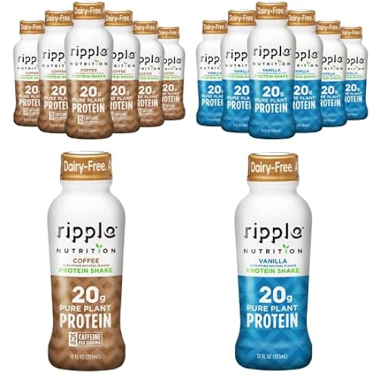 Ripple Vegan Protein Shake, Café 12 Fl Oz (12 Pack) & R