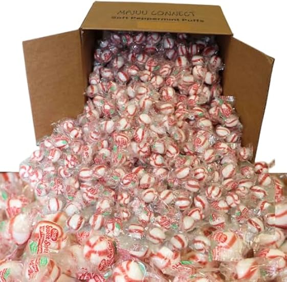 Bob´s Sweet Stripes Soft Peppermint Candy Balls - Melt Away Mints -Individually Wrapped - BULK Pack (4 Pound (Pack of 1) | 345 PIECES | of Holiday Classic Christmas Candy Bulk, Stocking Stuffer, Rojo and Blanco Striped Peppermint Puffs. 612761267