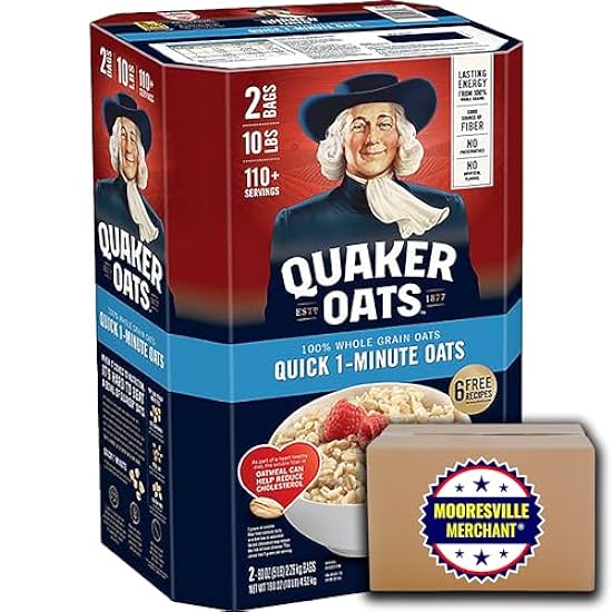 Quaker Quick 1-Minute Oats, 80 oz, 2 bolsas with Mooresville Merchant Decal 934946067