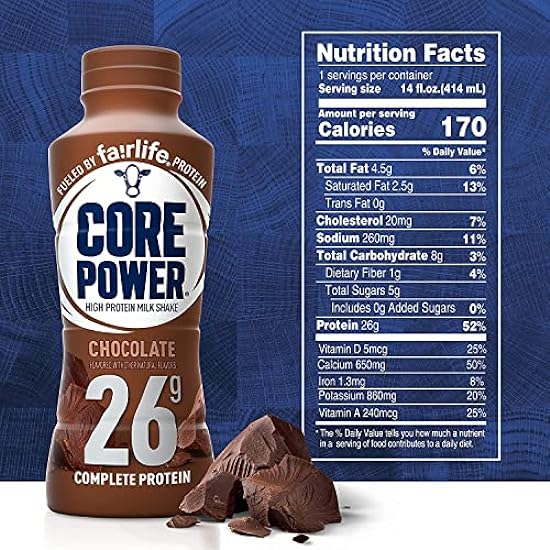 Fairlife Core Power 26g Protein Milk Shakes, Ready To Drink for Workout Recovery, Chocolate, 14 Fl Oz - (Pack of 12) 608760777