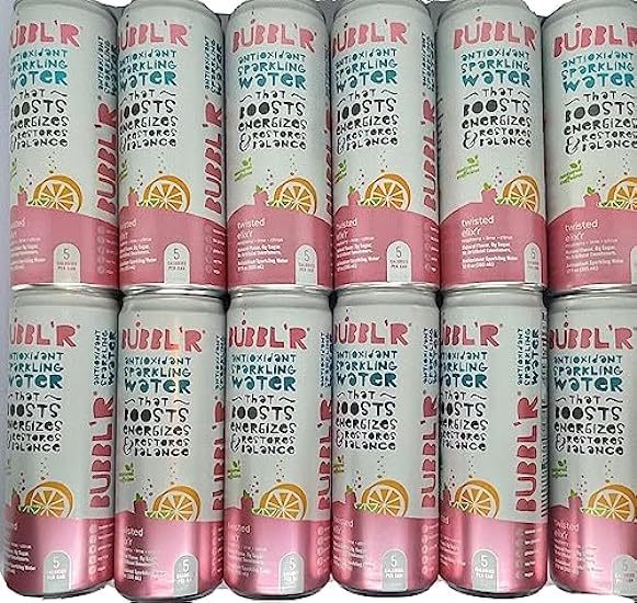 Bubblr Twisted Elixr, 12 Cans, Bundled with Langs Recipe Card, Bubblr Antioxidant Sparkling Water Drink, Bubblr Twisted, 12 Cans 741894395
